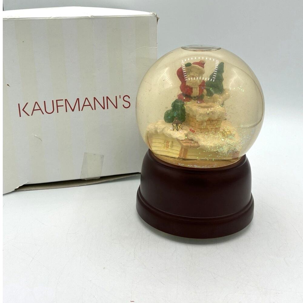 Vintage Santa Chimney Musical Snow Globe Motion Plastic Base